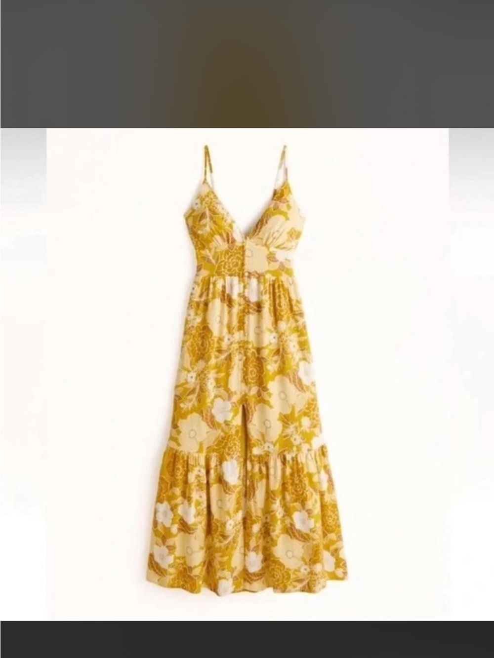 Abercrombie & Fitch Sleeveless Yellow Floral V-Neck Maxi Dress